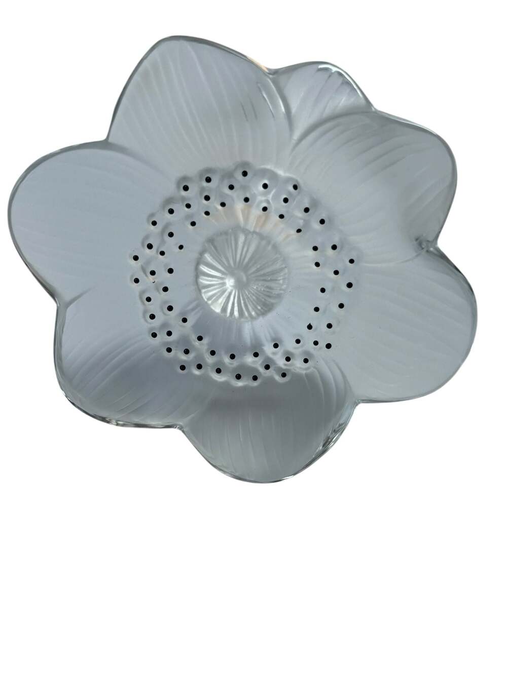 Lalique France Signed Frosted Crystal Anemone Flower Sculpture Paperweight